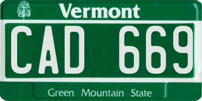VT license plate CAD669