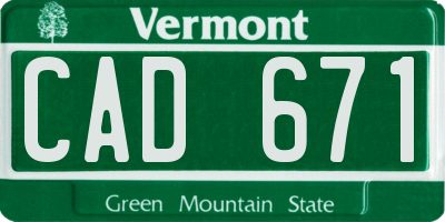 VT license plate CAD671