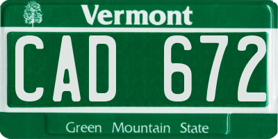 VT license plate CAD672