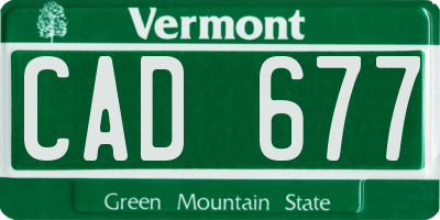 VT license plate CAD677