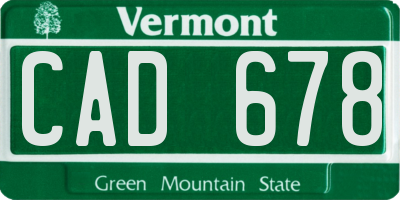 VT license plate CAD678