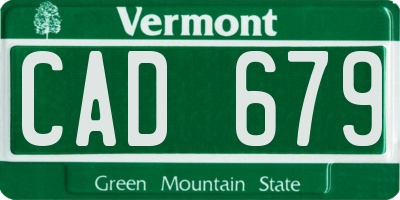 VT license plate CAD679