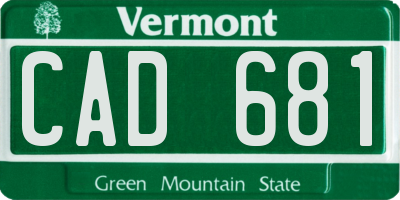 VT license plate CAD681
