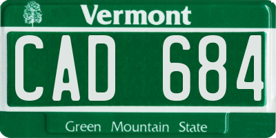 VT license plate CAD684