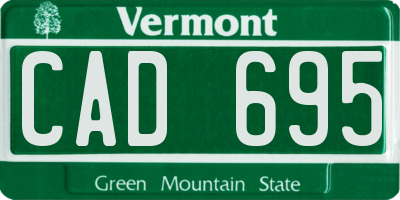 VT license plate CAD695