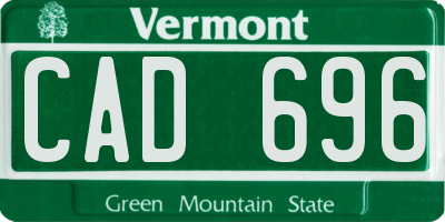 VT license plate CAD696