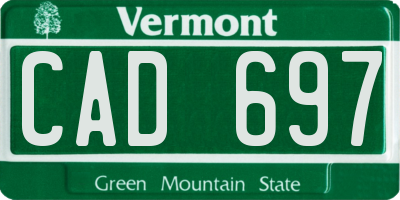 VT license plate CAD697