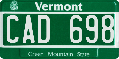 VT license plate CAD698