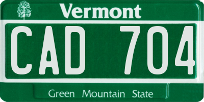 VT license plate CAD704
