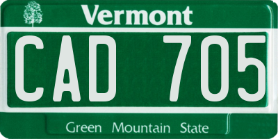 VT license plate CAD705
