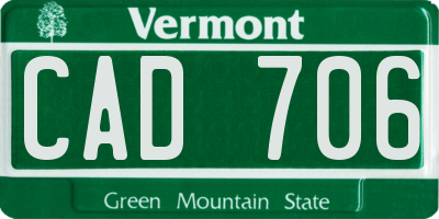 VT license plate CAD706