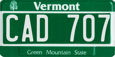 VT license plate CAD707