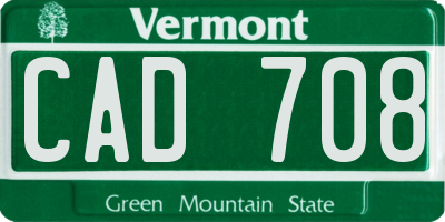 VT license plate CAD708