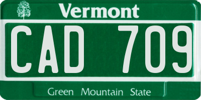 VT license plate CAD709