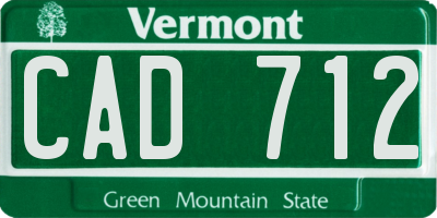 VT license plate CAD712