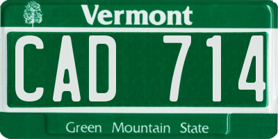 VT license plate CAD714