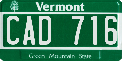VT license plate CAD716