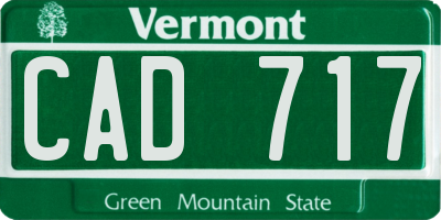 VT license plate CAD717