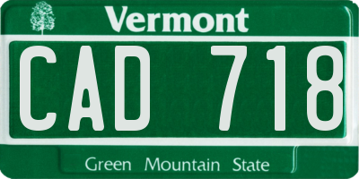 VT license plate CAD718