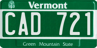 VT license plate CAD721