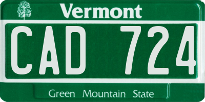 VT license plate CAD724