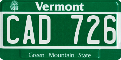 VT license plate CAD726