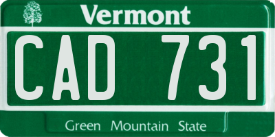 VT license plate CAD731