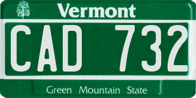 VT license plate CAD732