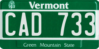 VT license plate CAD733