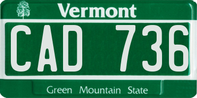 VT license plate CAD736