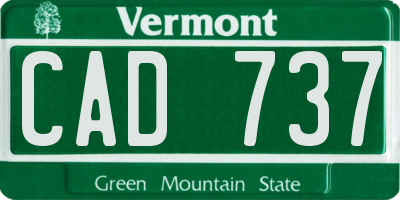 VT license plate CAD737