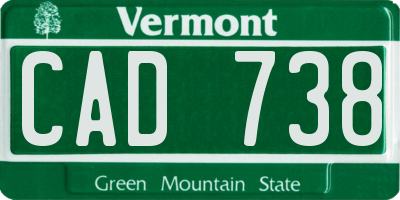 VT license plate CAD738
