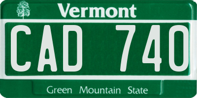 VT license plate CAD740