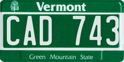 VT license plate CAD743