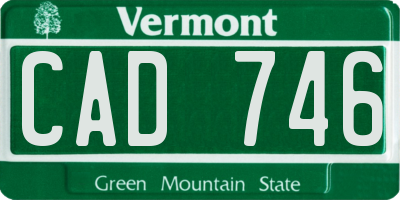 VT license plate CAD746