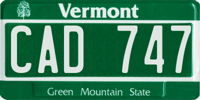 VT license plate CAD747