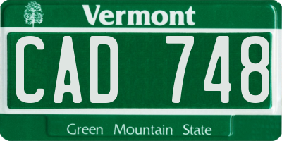 VT license plate CAD748