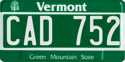 VT license plate CAD752