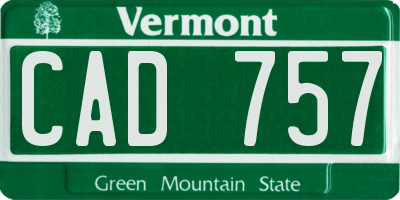 VT license plate CAD757