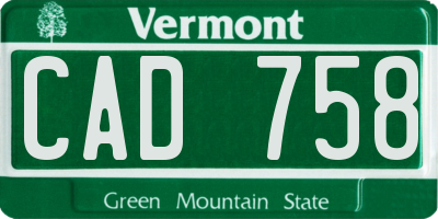 VT license plate CAD758