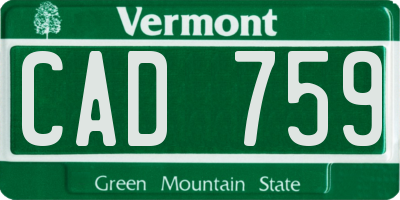 VT license plate CAD759