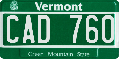 VT license plate CAD760