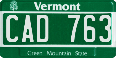VT license plate CAD763