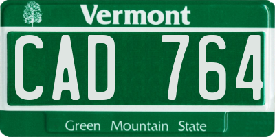VT license plate CAD764