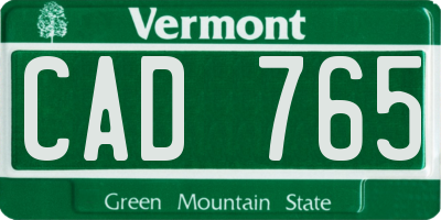 VT license plate CAD765