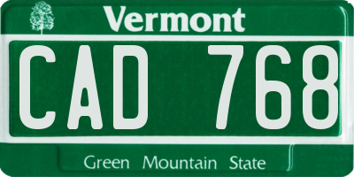 VT license plate CAD768