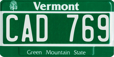 VT license plate CAD769