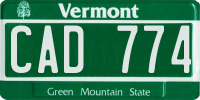 VT license plate CAD774