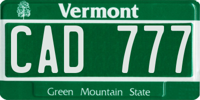 VT license plate CAD777