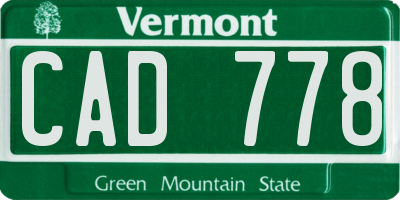 VT license plate CAD778